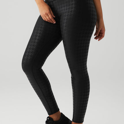 alo Women's Airlift High-Waist Glimmer Houndstooth Legging - Black