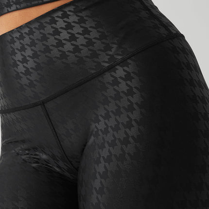 alo Women's Airlift High-Waist Glimmer Houndstooth Legging - Black