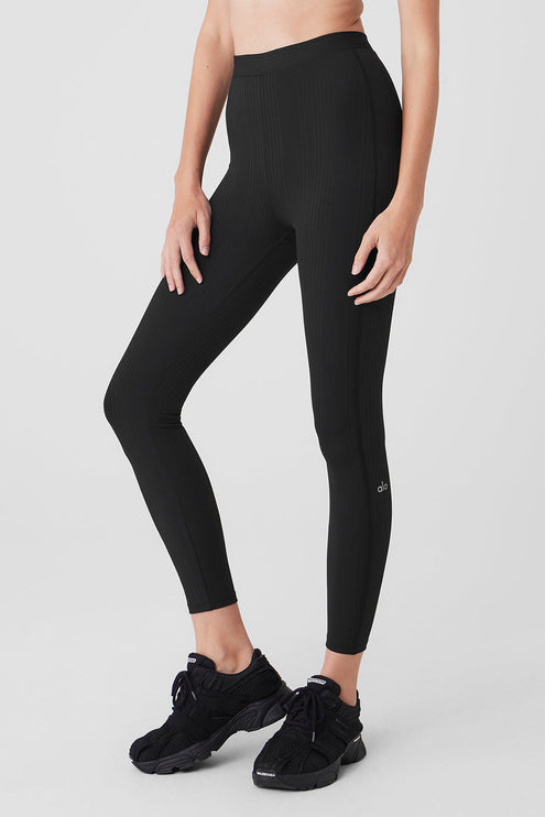 alo Women's High-Waist 7/8 Run It Back Legging - Black