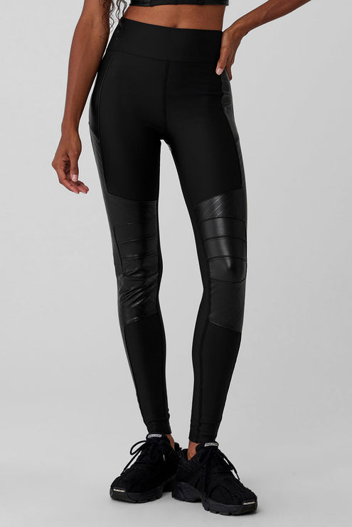 alo Women's Airlift Winter Warm High-Waist Supermoto Legging - Black