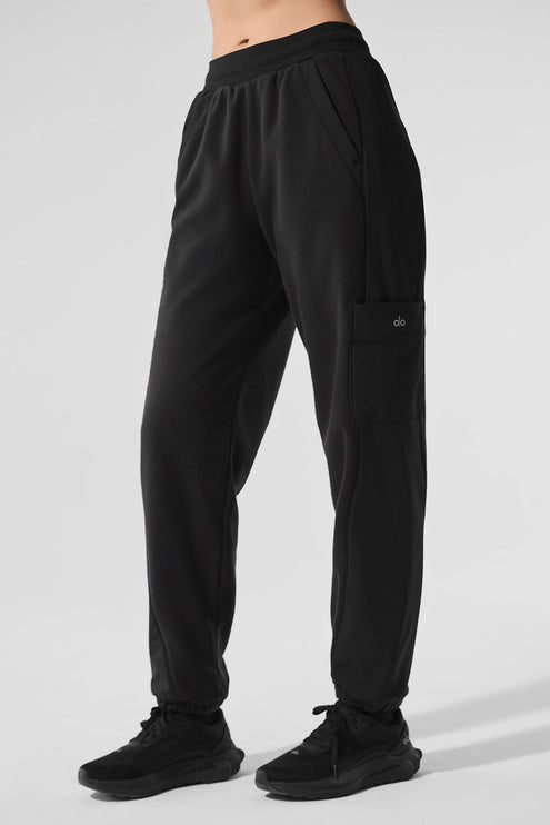 alo Women's Polar Fleece Wintry Mix Pant - Black