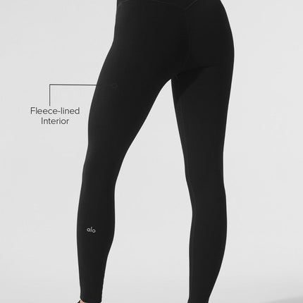 alo Women's Seamless Winter Warm Plush High-Waist 7/8 Legging - Black