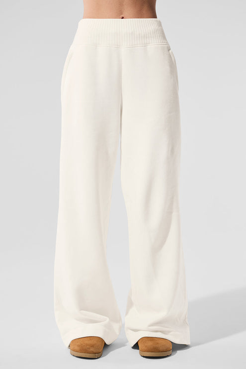 alo Women's Serenity Wide Leg Sweatpant - Ivory