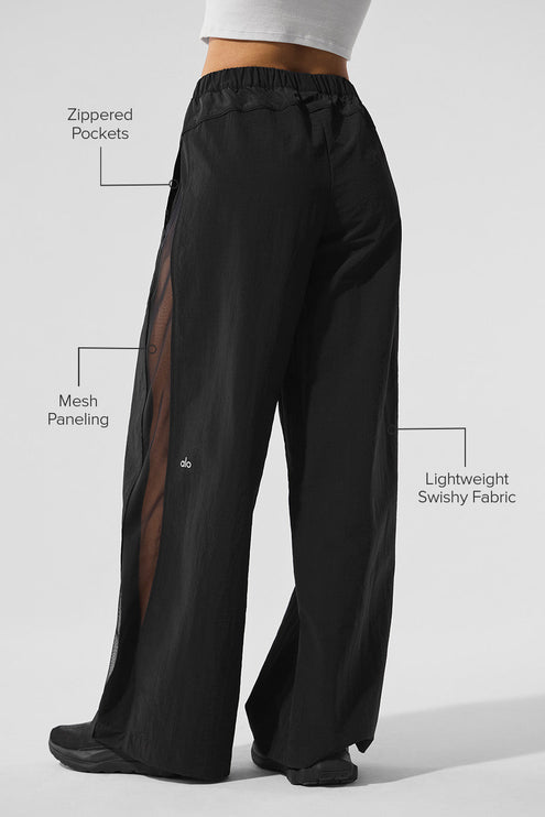 alo Women's High-Waist Origin Wide Leg Track Pant - Black