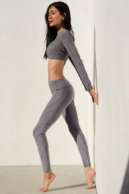 alo Women's Washed Alosoft High-Waist Sunray Legging - Cool Grey Wash