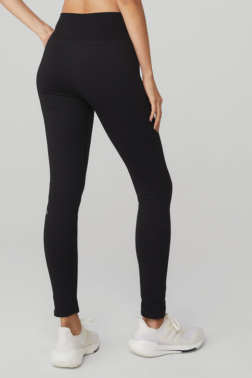 alo Women's Seamless High-Waist Ribbed Legging - Black