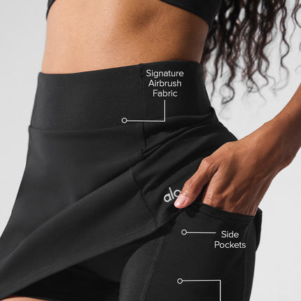 alo Women's Airbrush High-Waist Good Form Tennis Skirt Black