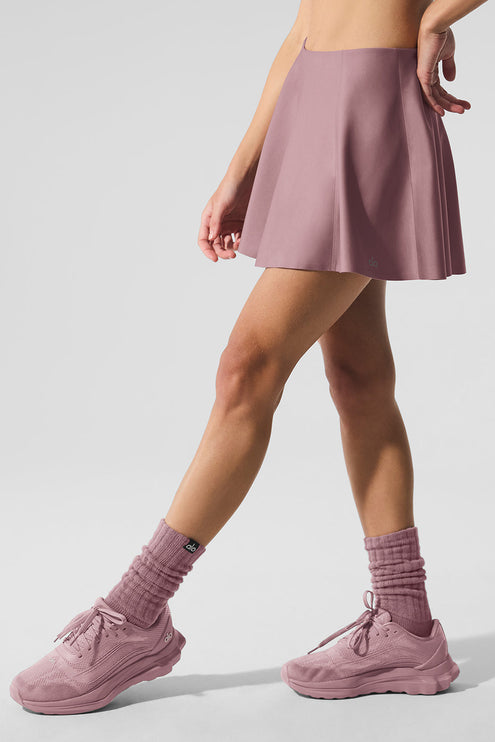 alo Women's Airlift Down The Line Tennis Skirt Smoky Quartz