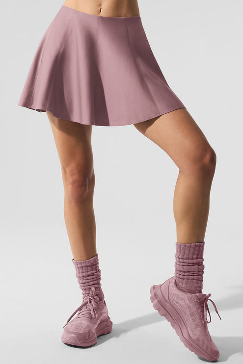 alo Women's Airlift Down The Line Tennis Skirt Smoky Quartz