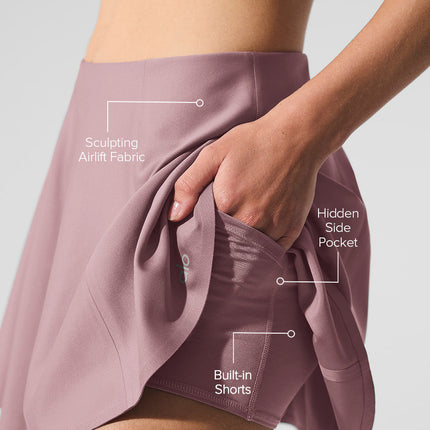 alo Women's Airlift Down The Line Tennis Skirt Smoky Quartz