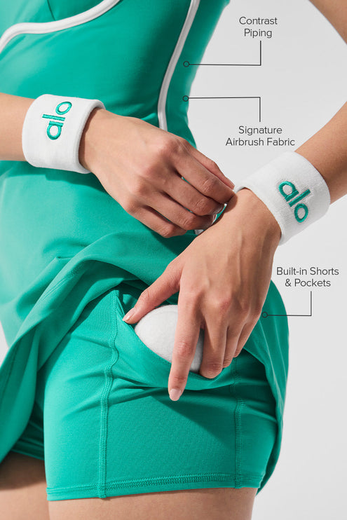 alo Women's Airbrush Streamlined Dress - Spruce Green/White