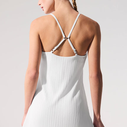 alo Women's Micro Plisse Game On Tennis Dress  White