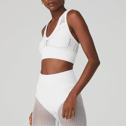 alo Women's Seamless Open Air Bra - White