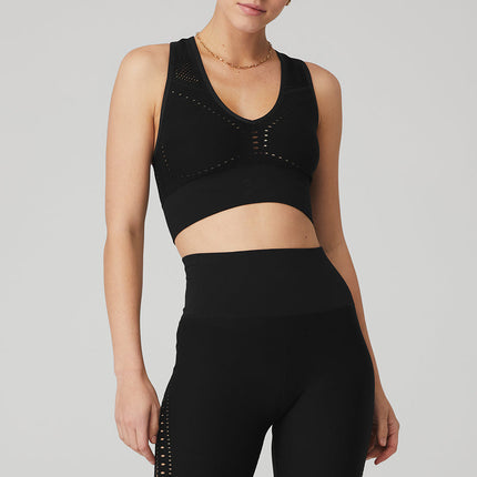 alo Women's Seamless Open Air Bra - Black