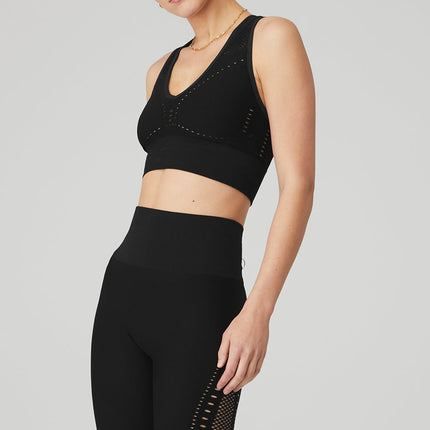 alo Women's Seamless Open Air Bra - Black