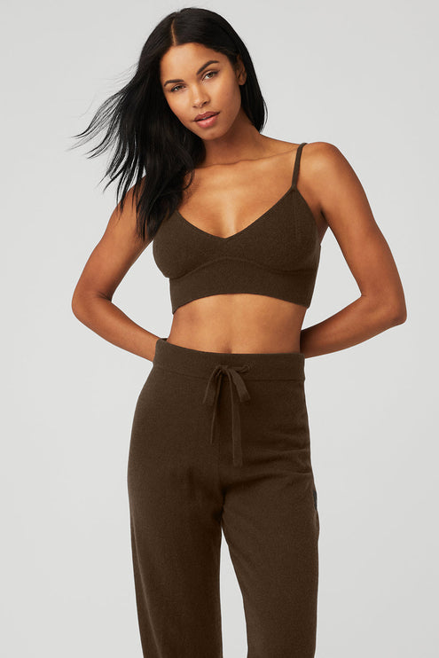 alo Women's Cashmere Jet Set Bra - Espresso
