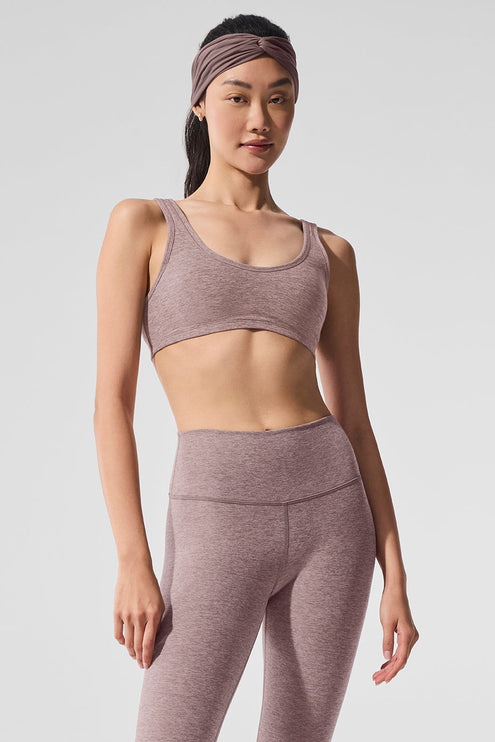 alo Women's Alosoft Center Stage Bra - Dark Pink Quartz Heather