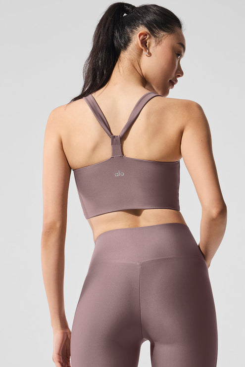alo Women's Airlift Sleek Bra Tank - Mushroom