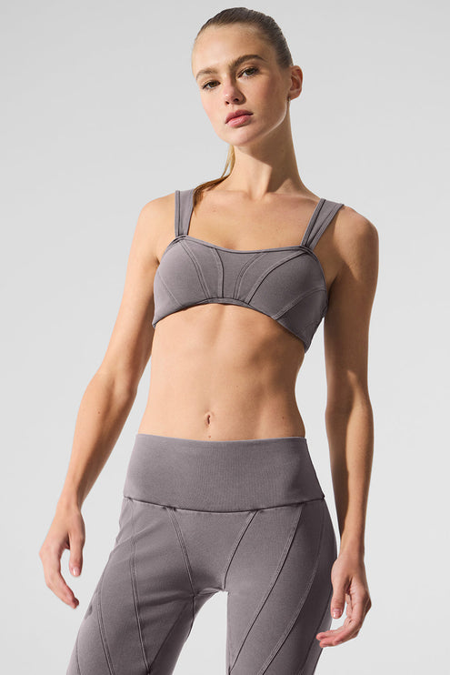 alo Women's Washed Alosoft Sunray Bra - Cool Grey Wash