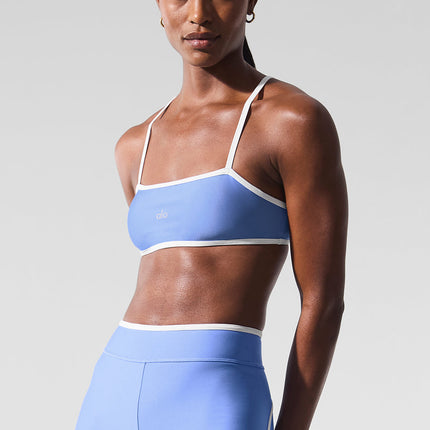 alo Women's Airlift Charger Bra - Crystal Clear Blue/White