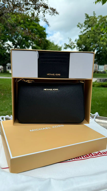 Michael Kors Women's Boxed Items Jet Set Travel Black/Gold - Hemen Kargoda