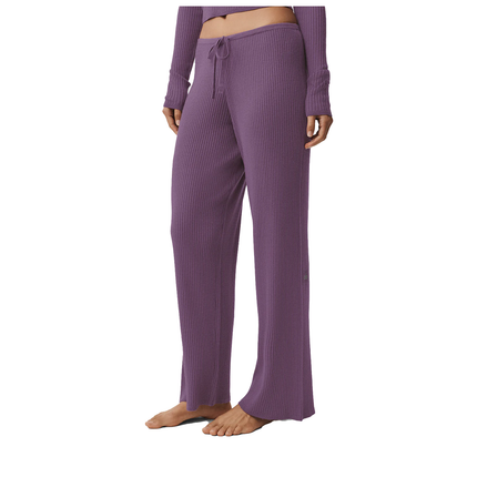 alo Women's Sweater Knit Mid-Rise Unwind Wide Leg Pant Plum Kiss