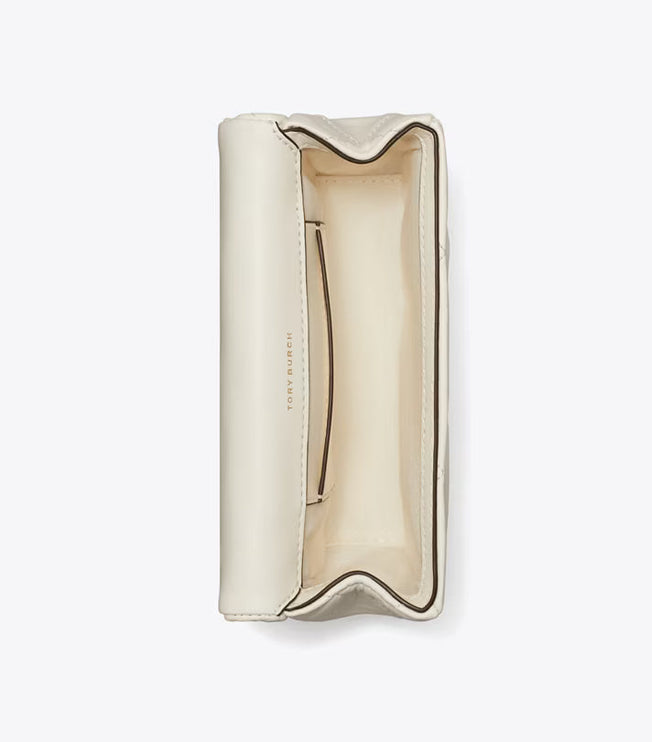 Tory Burch Women's Mini Kira Diamond Quilt Flap Bag Warm White