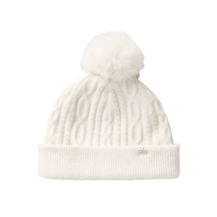 alo Women's Cable Knit Winter Bliss Beanie Ivory