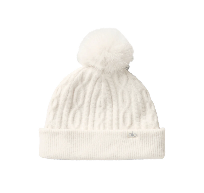 alo Women's Cable Knit Winter Bliss Beanie Ivory