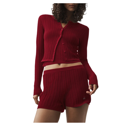 alo Women's Sweater Sunlit Cardigan Summer Romance Red