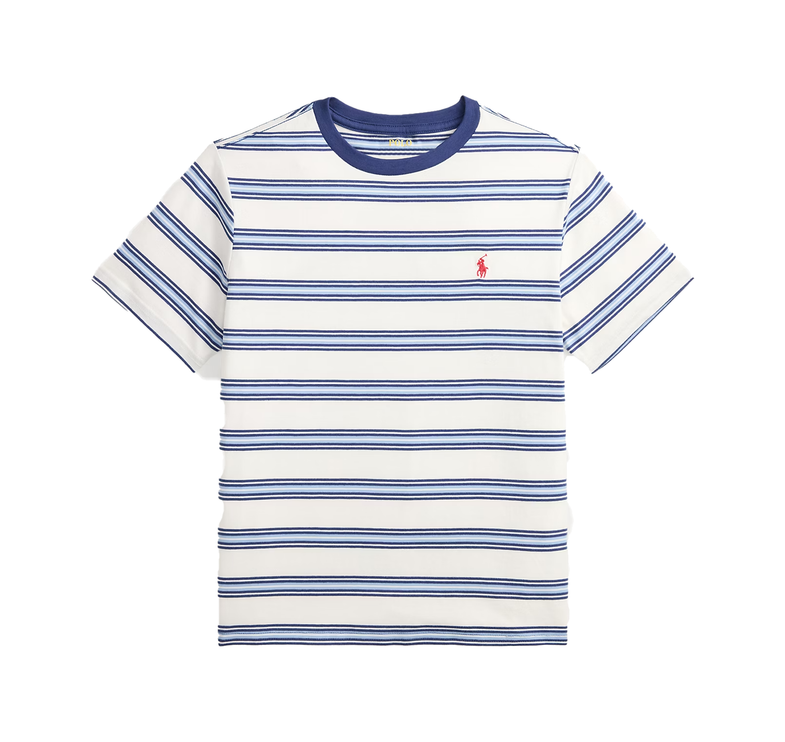 Polo Ralph Lauren Boy's Striped Cotton Jersey Tee Deckwash White Multi