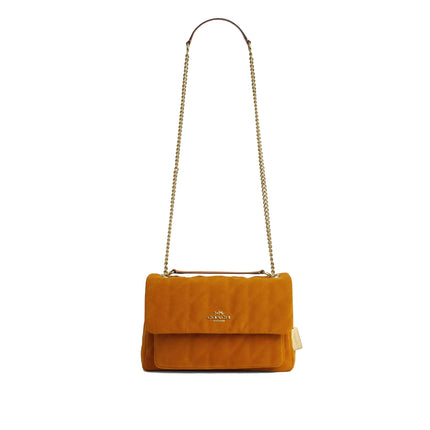 Coach Women's Elodie Crossbody Bag With Quilting Suede/Gold/Marigold