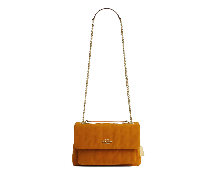 Coach Women's Elodie Crossbody Bag With Quilting Suede/Gold/Marigold