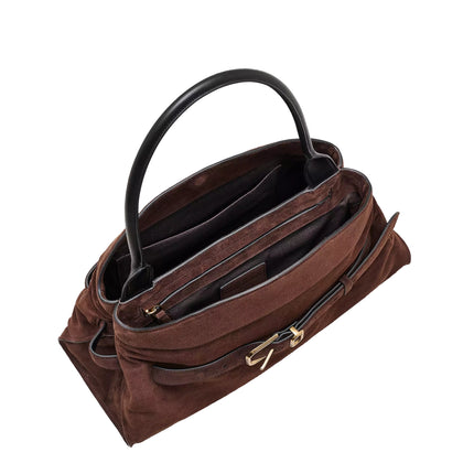 Marc Jacobs Women's The Suede Dakota Satchel Bag Dark Brown