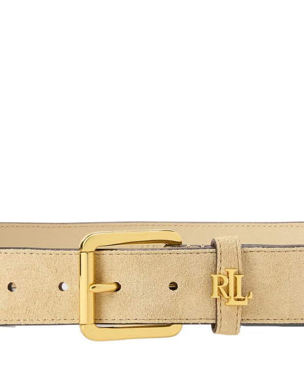 Polo Ralph Lauren Women's Logo-Keeper Suede Belt Birch Tan