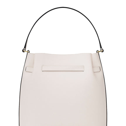 Michael Kors Women's Carson Medium Pebbled Leather Convertible Bucket Crossbody Bag Light Cream/Gold