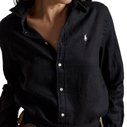 Polo Ralph Lauren Women's Classic Fit Linen Shirt Polo Black