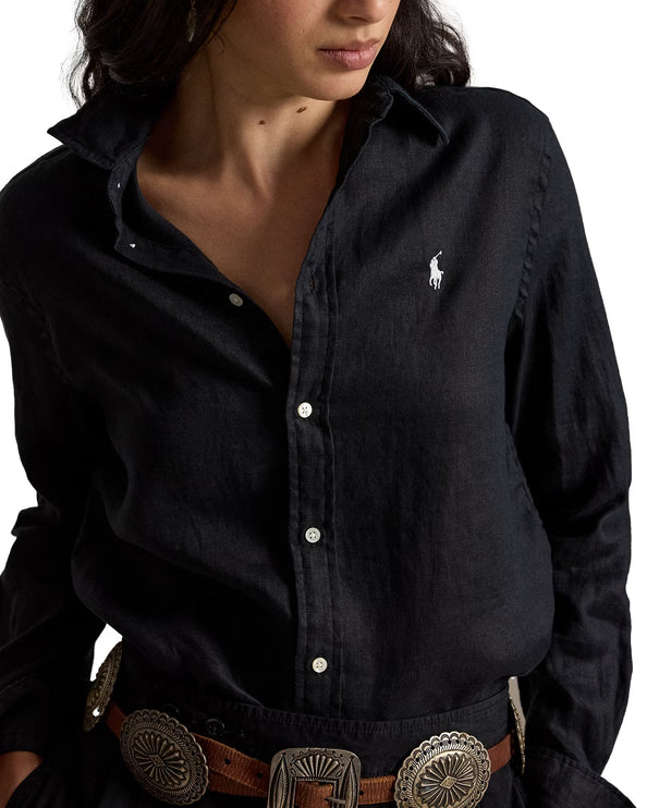 Polo Ralph Lauren Women's Classic Fit Linen Shirt Polo Black