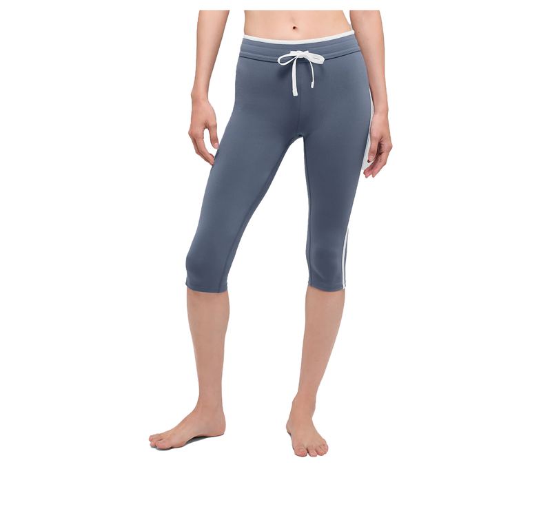 alo Women's Airbrush High-Waist Race Pace Capri Bluestone/White