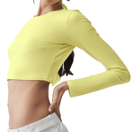 alo Women's Alosoft Crop Finesse Long Sleeve Sunshine