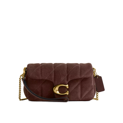 Coach Women's Tabby Chain Crossbody Bag 19 With Quilting Suede/Brass/Dark Chocolate