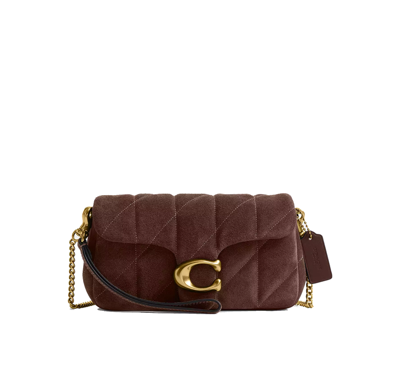 Coach Women's Tabby Chain Crossbody Bag 19 With Quilting Suede/Brass/Dark Chocolate