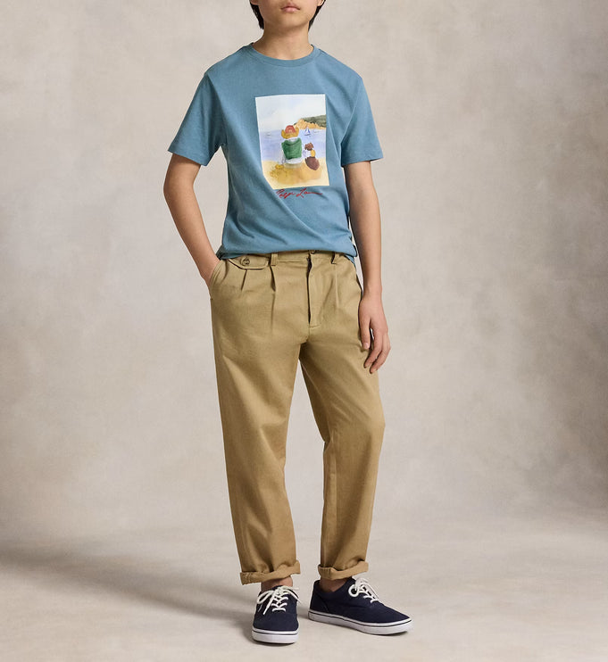 Polo Ralph Lauren Boy's Polo Bear Cotton Jersey Tee Camp Blue