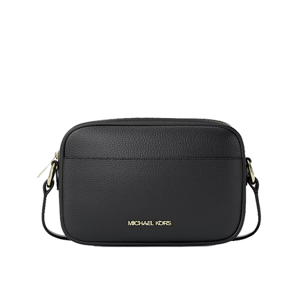 Michael Kors Women's Jet Set Small Pebbled Leather Camera Crossbody Bag Black/Gold