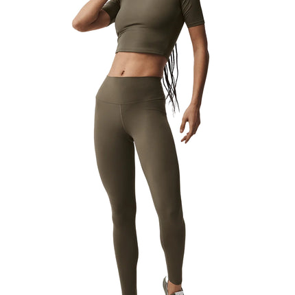 alo Women's Softsculpt Precision Half Sleeve Tee Olive Tree