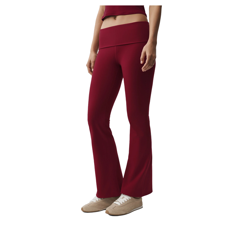 alo Women's ALO Softsculpt Full Foldover Flare Legging Summer Romance Red