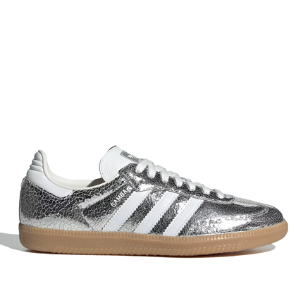 Adidas Women's Samba OG Shoes Silver Metallic/Cloud White/Core White JR0035