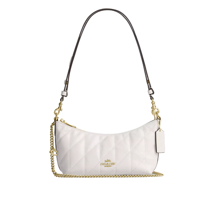 Coach Women's Caitlin Shoulder Bag With Quilting And Charm Gold/Chalk