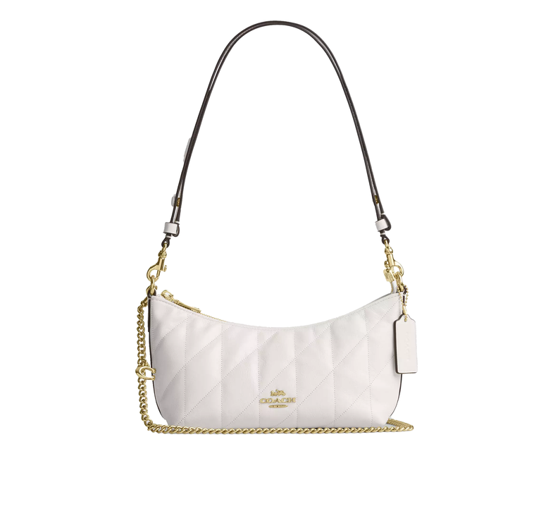 Coach Women's Caitlin Shoulder Bag With Quilting And Charm Gold/Chalk
