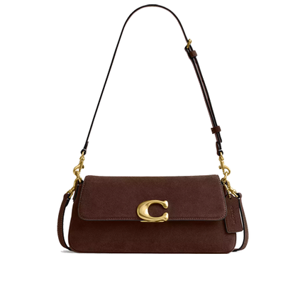 Coach Women's Jet Shoulder Bag Suede/Brass/Dark Chocolate